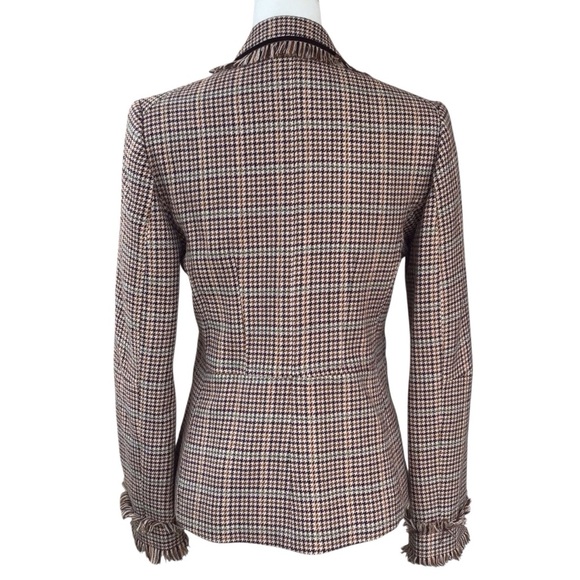 Adec2 by Phillipe Wool Houndstooth Fringe Trim Blazer - Picture 3 of 9